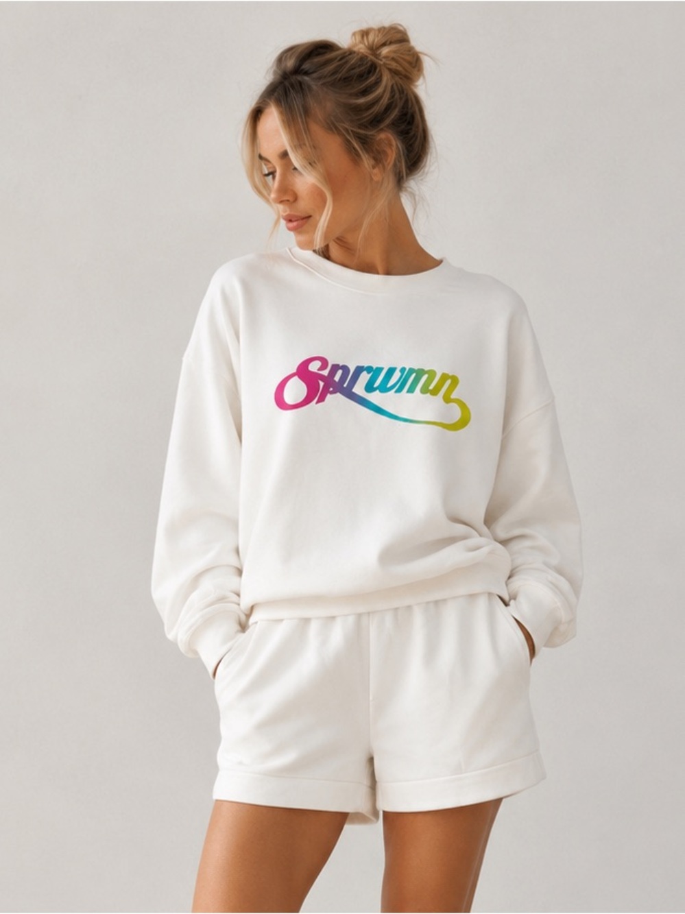 SPRWMN Rainbow Logo Oversized Sweatshirt NWT